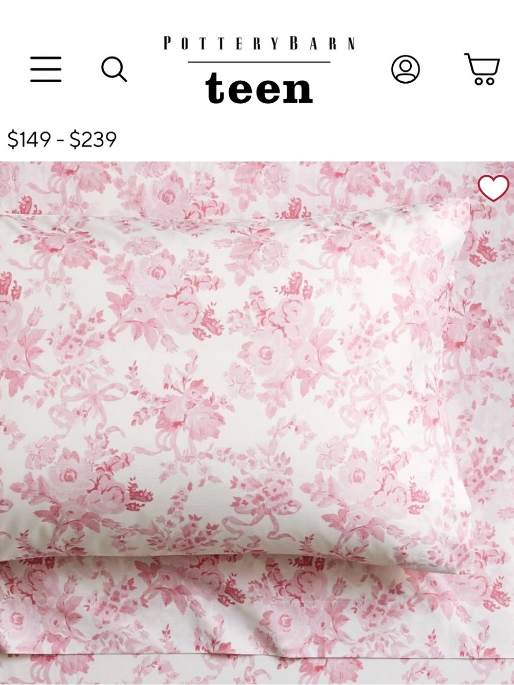 Pottery Barn | Teen LoveShackFancy 
Garden Damask organic sheet set